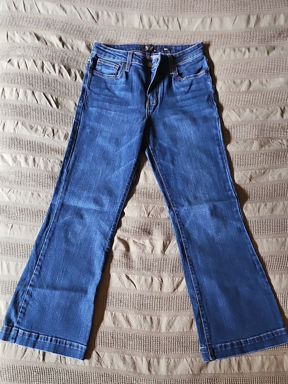 High-Rise Blue Flare Jeans for Women - Classic Stretch Denim